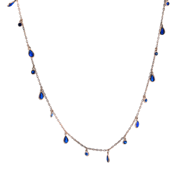 Rose Gold Necklace Blue Sapphire