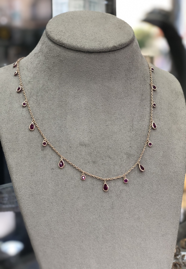 Rose Gold Necklace Ruby Gemstone